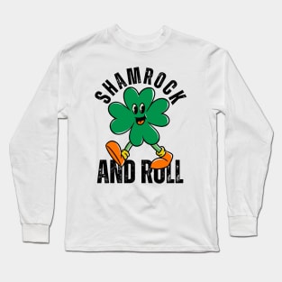 Shamrock And Roll St Patricks Day Reto Long Sleeve T-Shirt